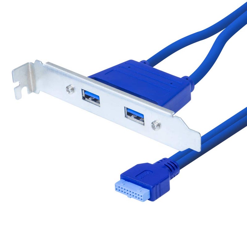 Kingwin USB 3.0 PCI Bracket Cable with Dual Ports, 20-Pin to USB 3.0 Adapter for Motherboard, 5Gbps High-Speed Data Transfer, for Desktop PC, Back Panel Mount - Image 2